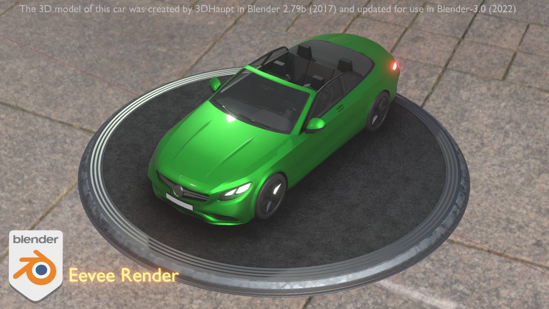 City Car 47 Top-Class Cabrio Open Type-A Green Low-poly 3D model_88