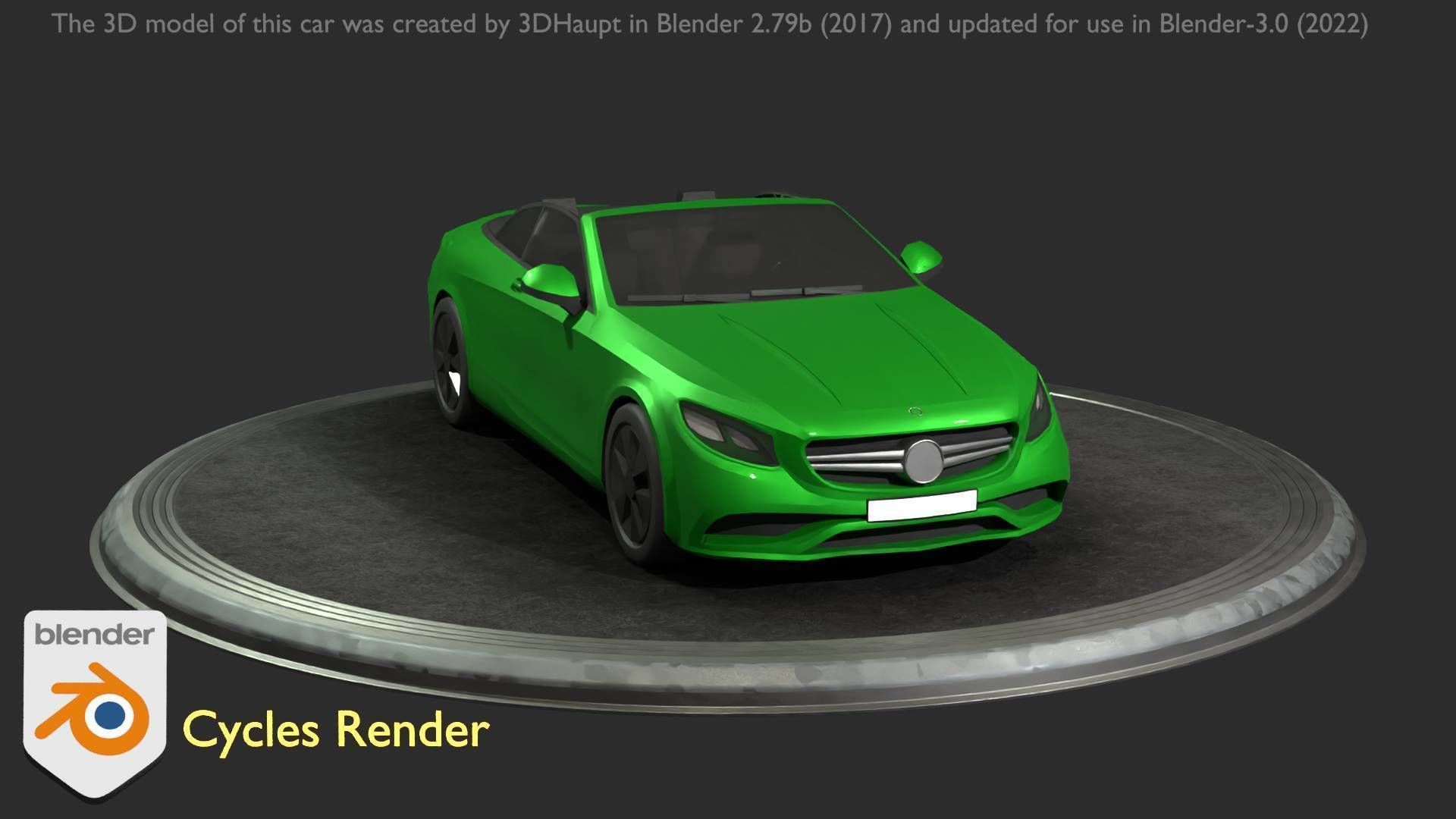 City Car 47 Top-Class Cabrio Open Type-A Green Low-poly 3D model_97