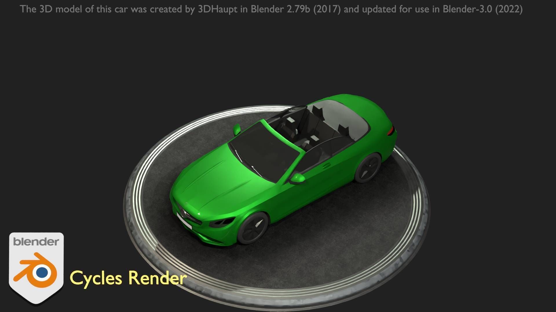 City Car 47 Top-Class Cabrio Open Type-A Green Low-poly 3D model_28