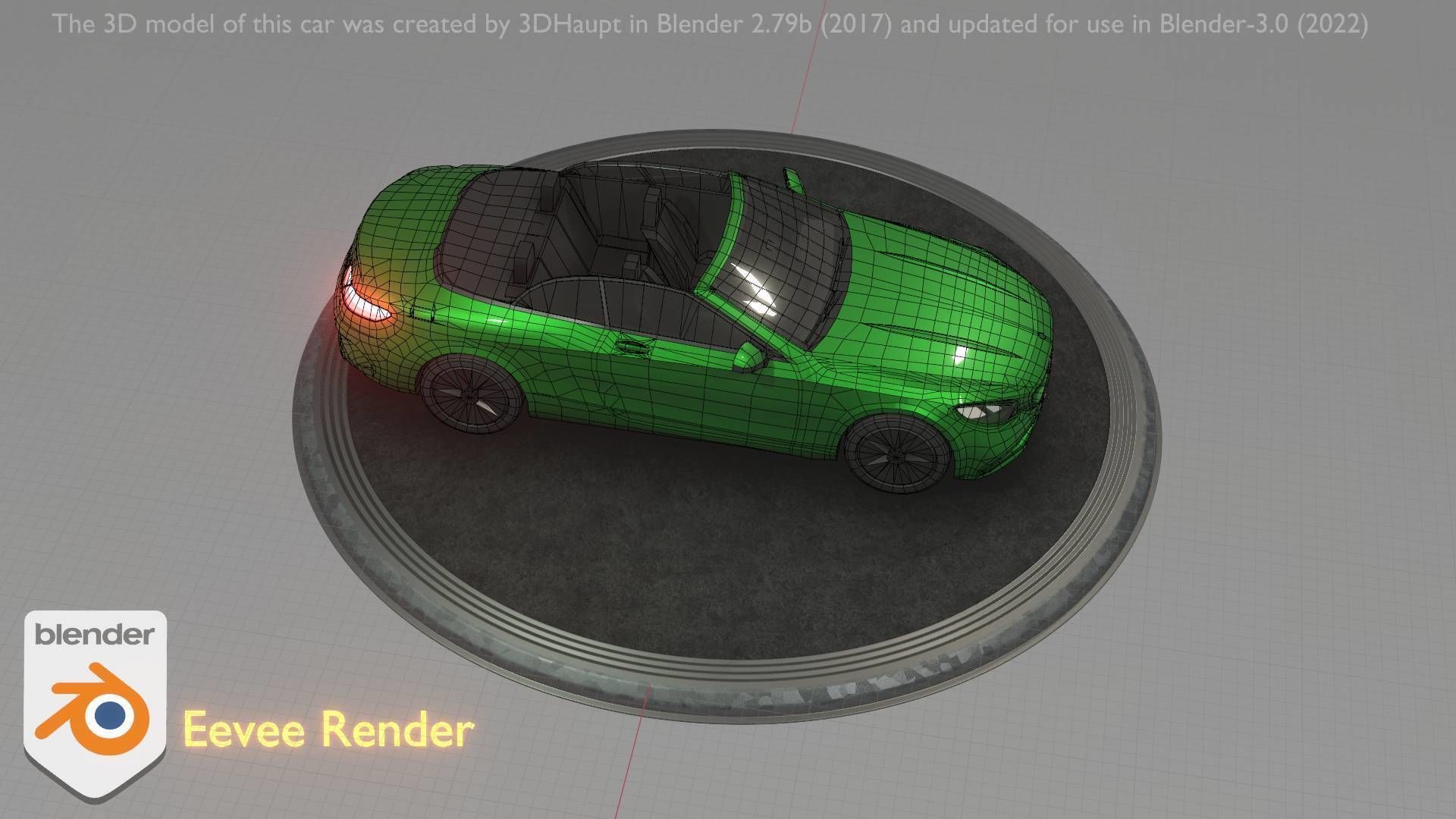 City Car 47 Top-Class Cabrio Open Type-A Green Low-poly 3D model_71