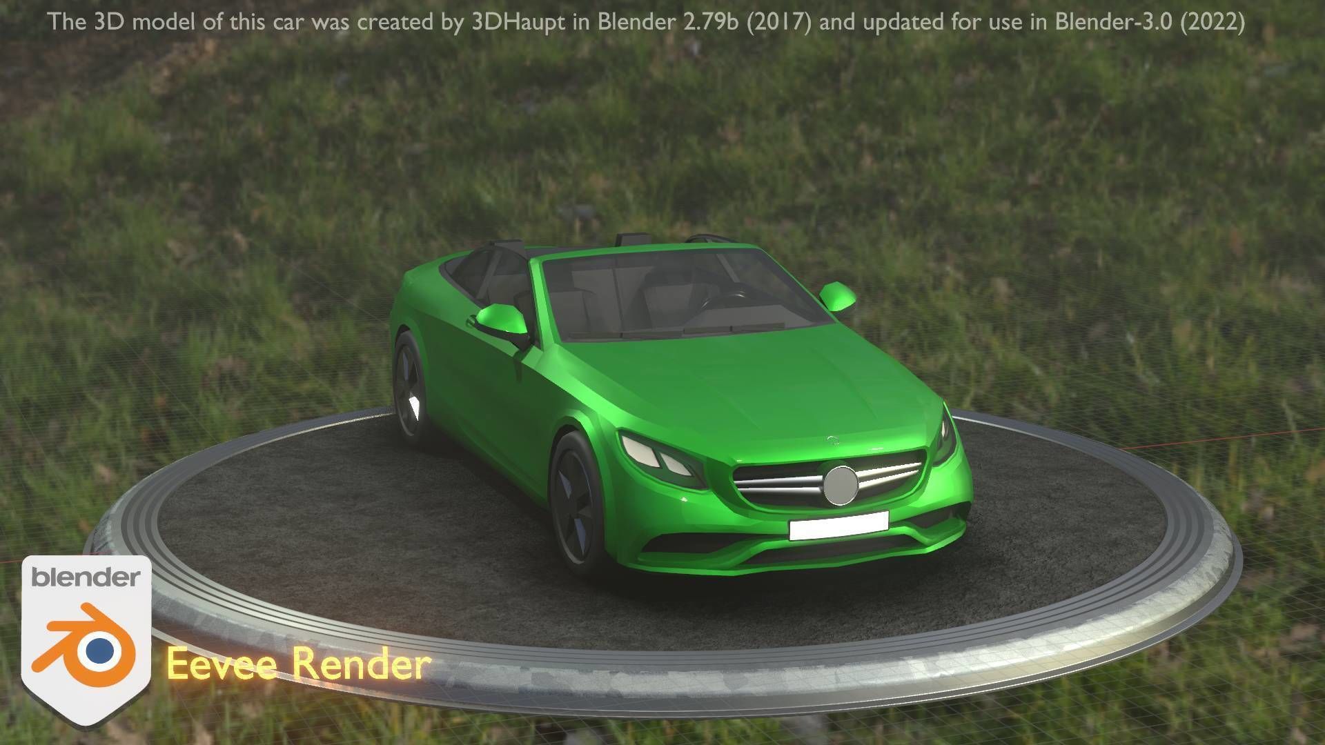 City Car 47 Top-Class Cabrio Open Type-A Green Low-poly 3D model_50