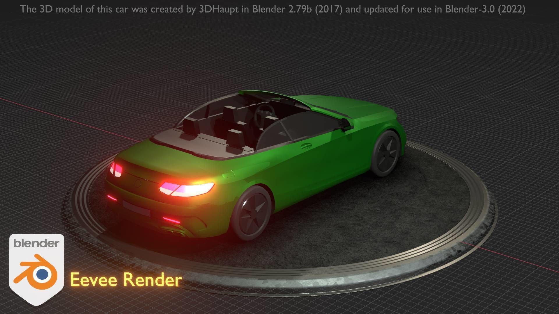City Car 47 Top-Class Cabrio Open Type-A Green Low-poly 3D model_21