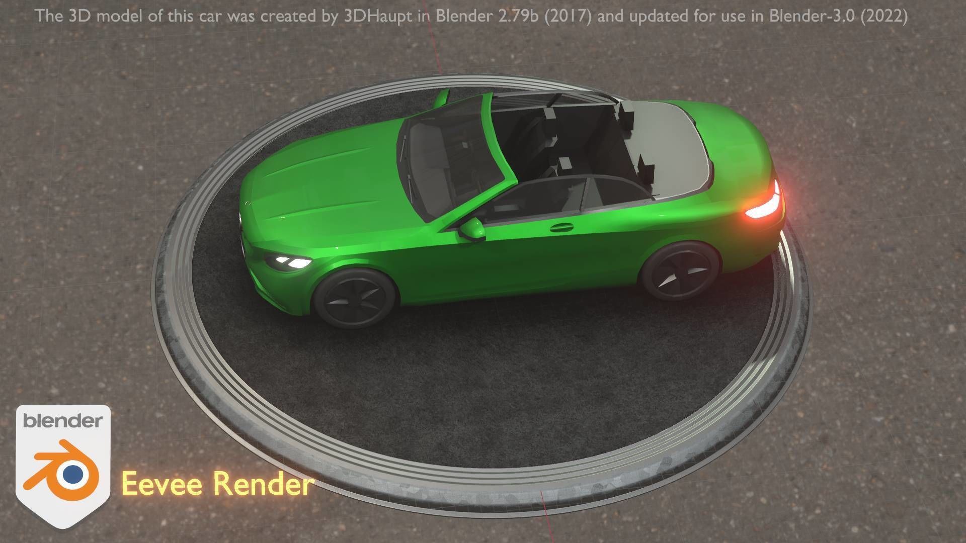 City Car 47 Top-Class Cabrio Open Type-A Green Low-poly 3D model_32