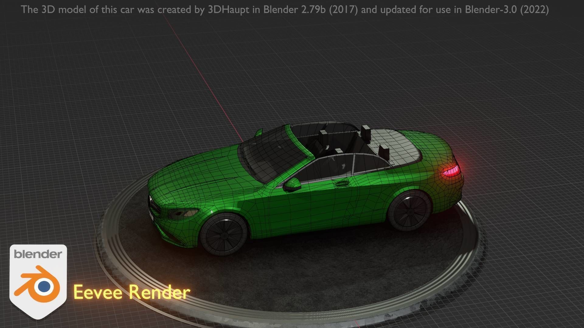 City Car 47 Top-Class Cabrio Open Type-A Green Low-poly 3D model_33