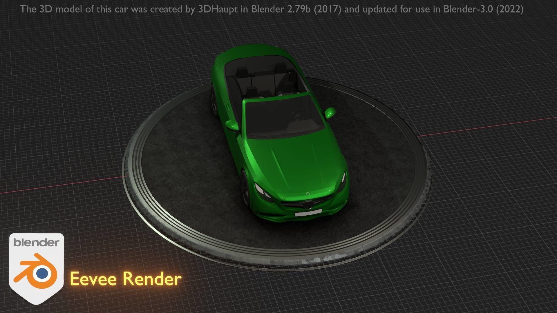 City Car 47 Top-Class Cabrio Open Type-A Green Low-poly 3D model_8