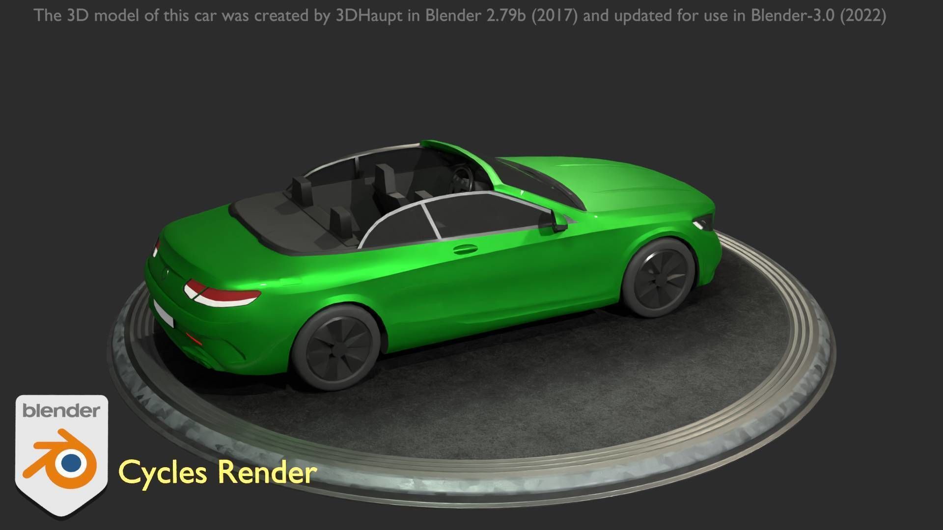 City Car 47 Top-Class Cabrio Open Type-A Green Low-poly 3D model_85