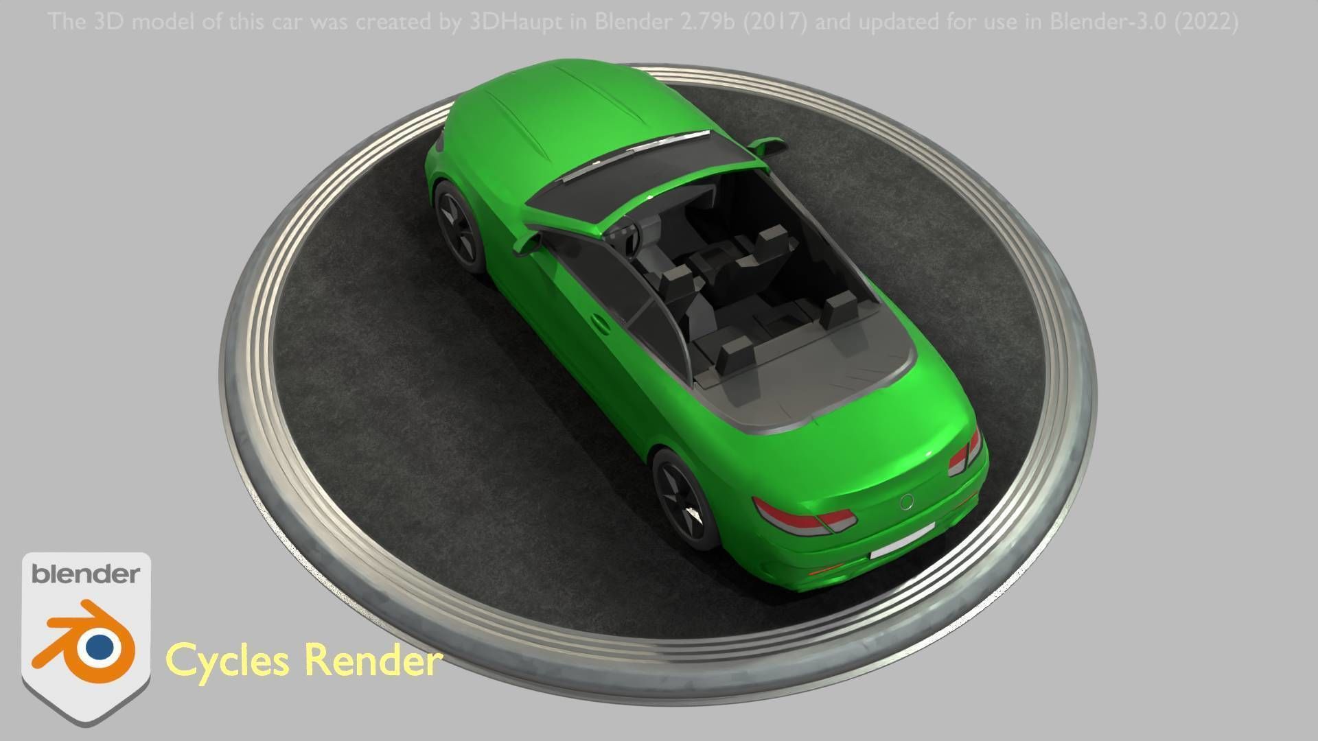 City Car 47 Top-Class Cabrio Open Type-A Green Low-poly 3D model_38