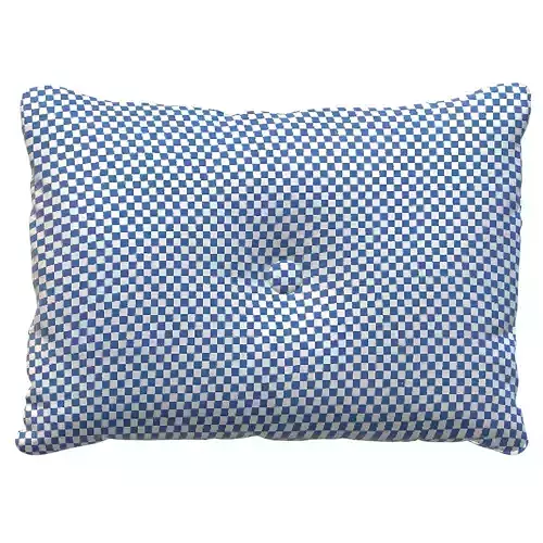 Blue checkered pillow dot