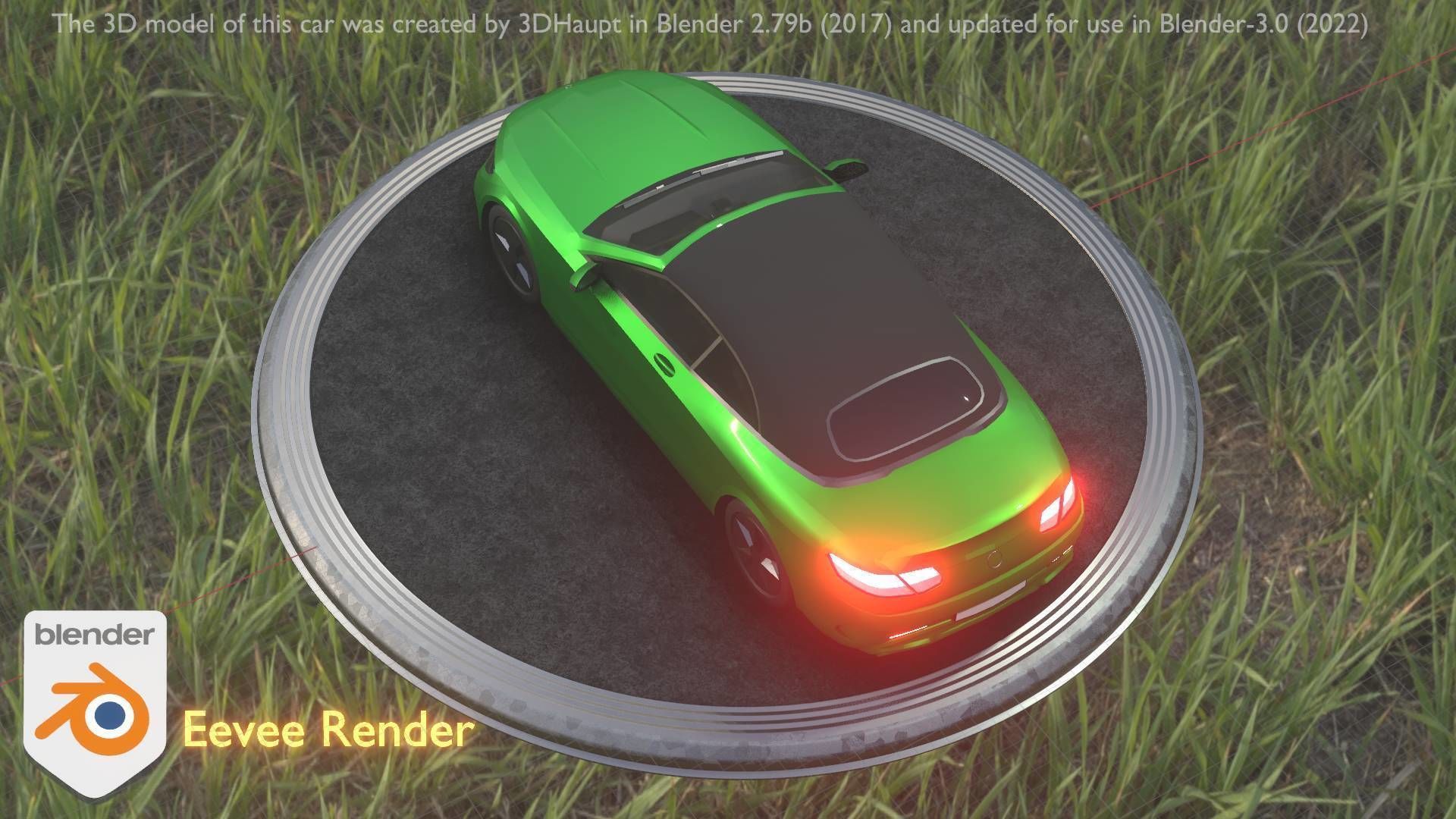 City Car 48 Upper Class Type-A Green Low-poly 3D model_5