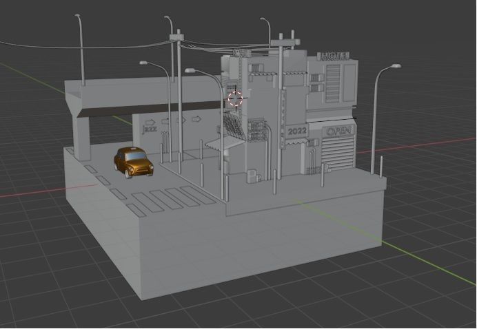 miniature night city Free low-poly 3D model_3