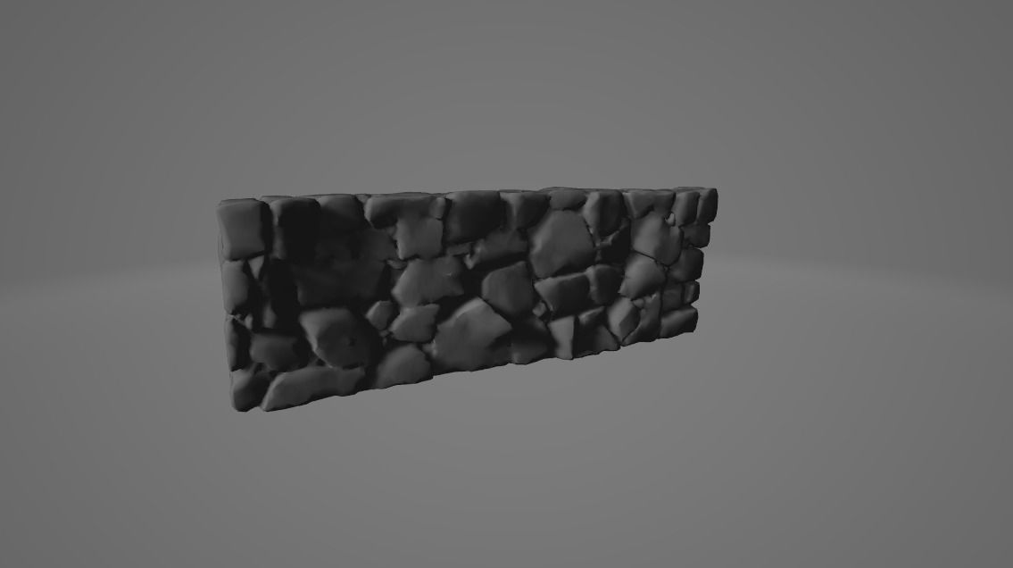 Stone wall Free low-poly 3D model_1