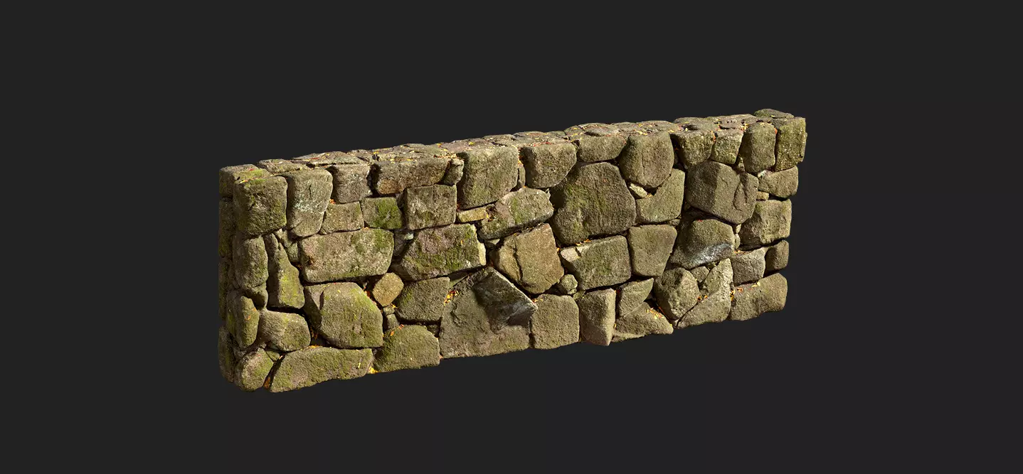 Stone wall Free low-poly 3D model_0