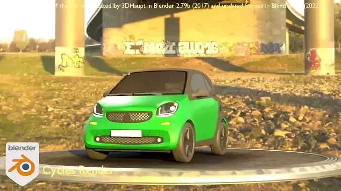 City Car 50 Small Type-E Green Low-poly 3D model