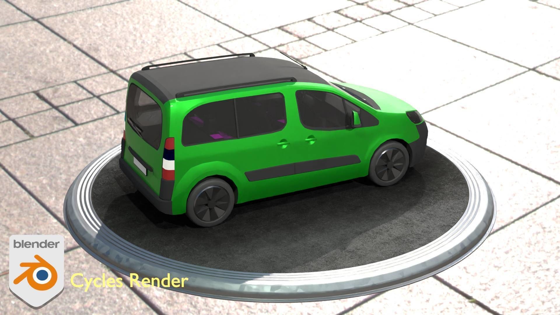 City Car 51 Utility Vehicles Van Type-D Green Low-poly 3D model_14