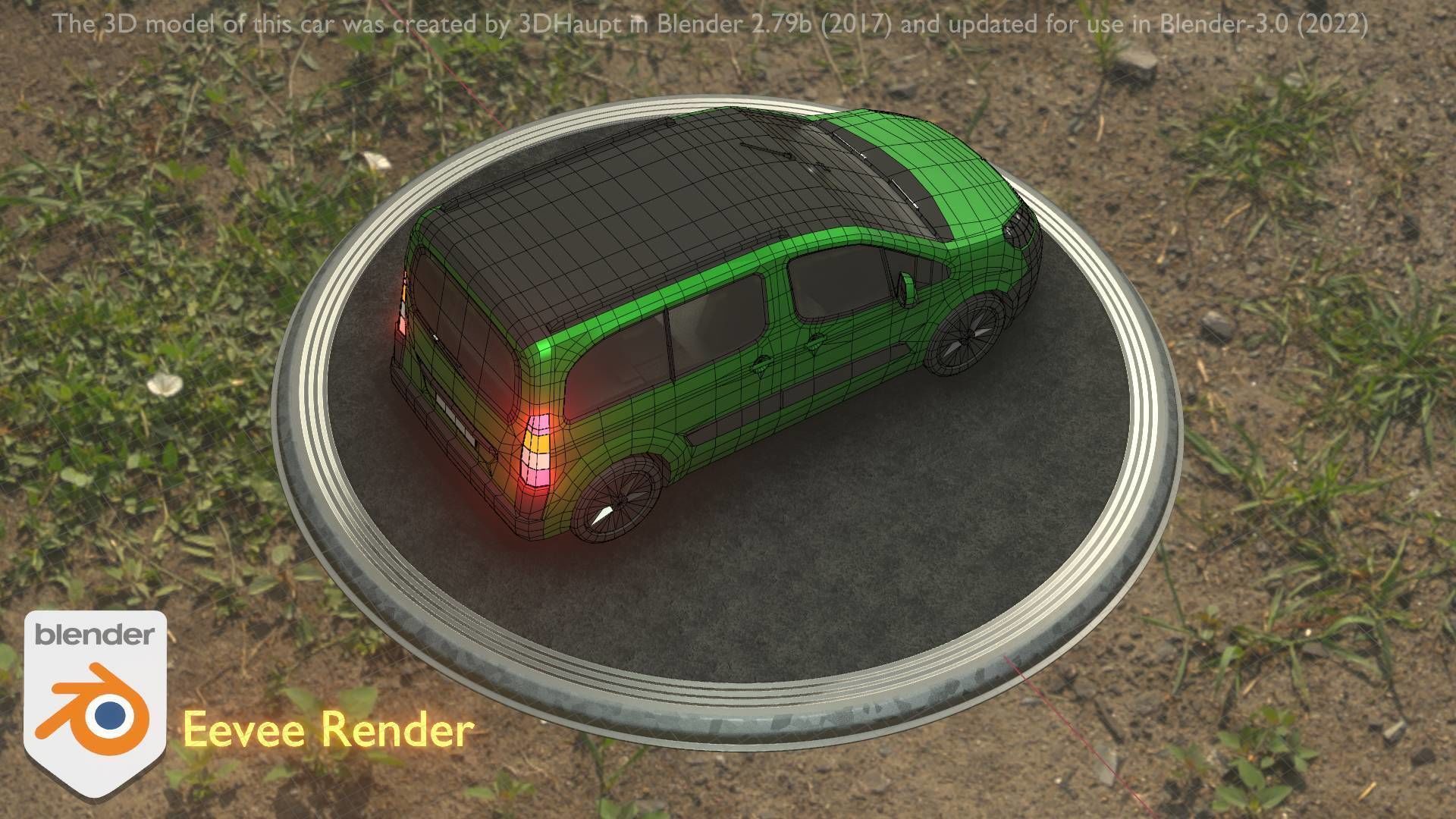 City Car 51 Utility Vehicles Van Type-D Green Low-poly 3D model_24