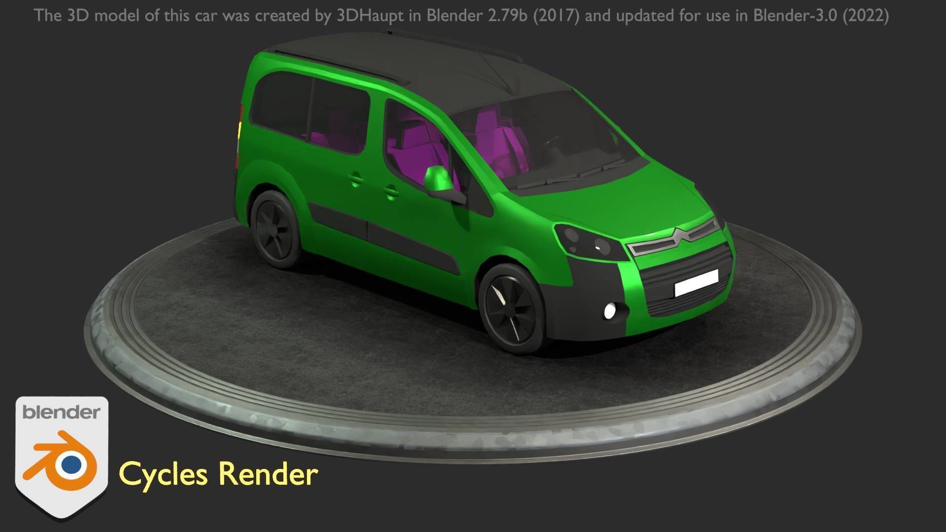 City Car 51 Utility Vehicles Van Type-D Green Low-poly 3D model_87