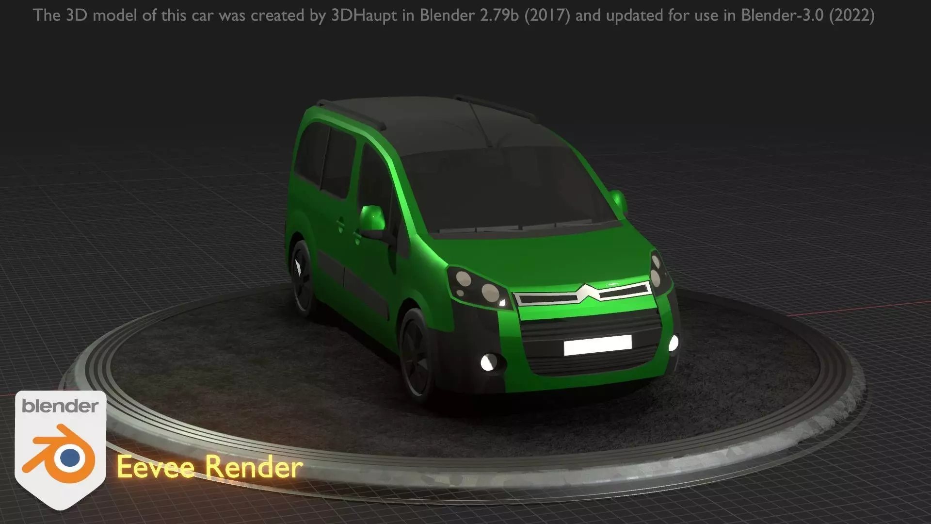 City Car 51 Utility Vehicles Van Type-D Green Low-poly 3D model_0