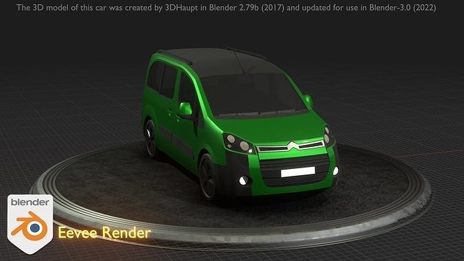 City Car 51 Utility Vehicles Van Type-D Green Low-poly 3D model