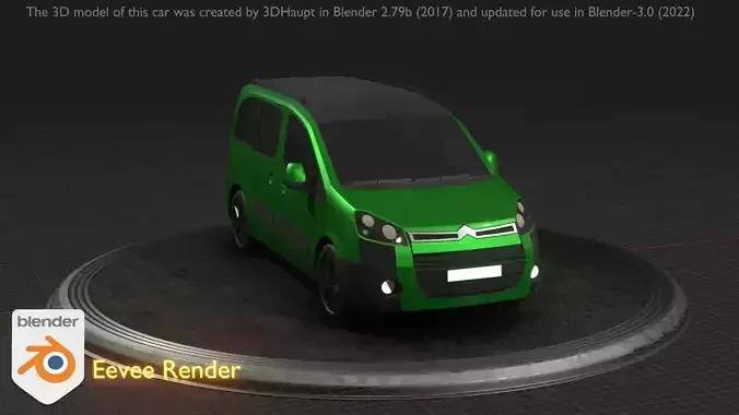 City Car 51 Utility Vehicles Van Type-D Green Low-poly 3D model