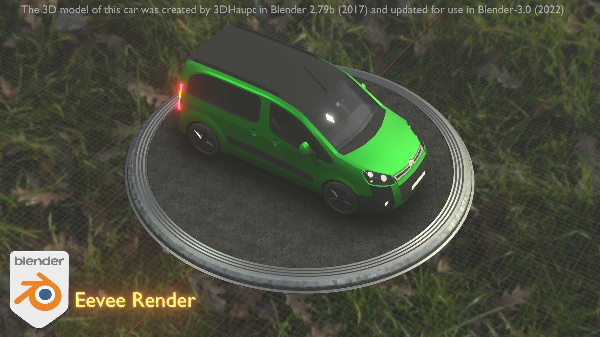 City Car 51 Utility Vehicles Van Type-D Green Low-poly 3D model_17