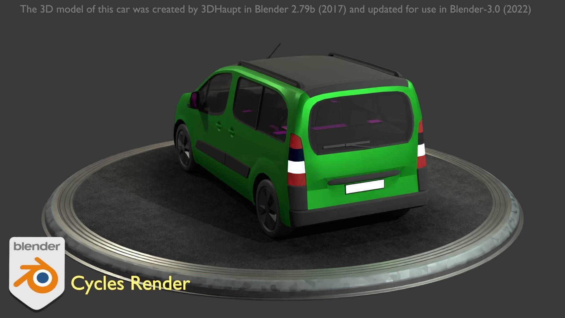 City Car 51 Utility Vehicles Van Type-D Green Low-poly 3D model_57