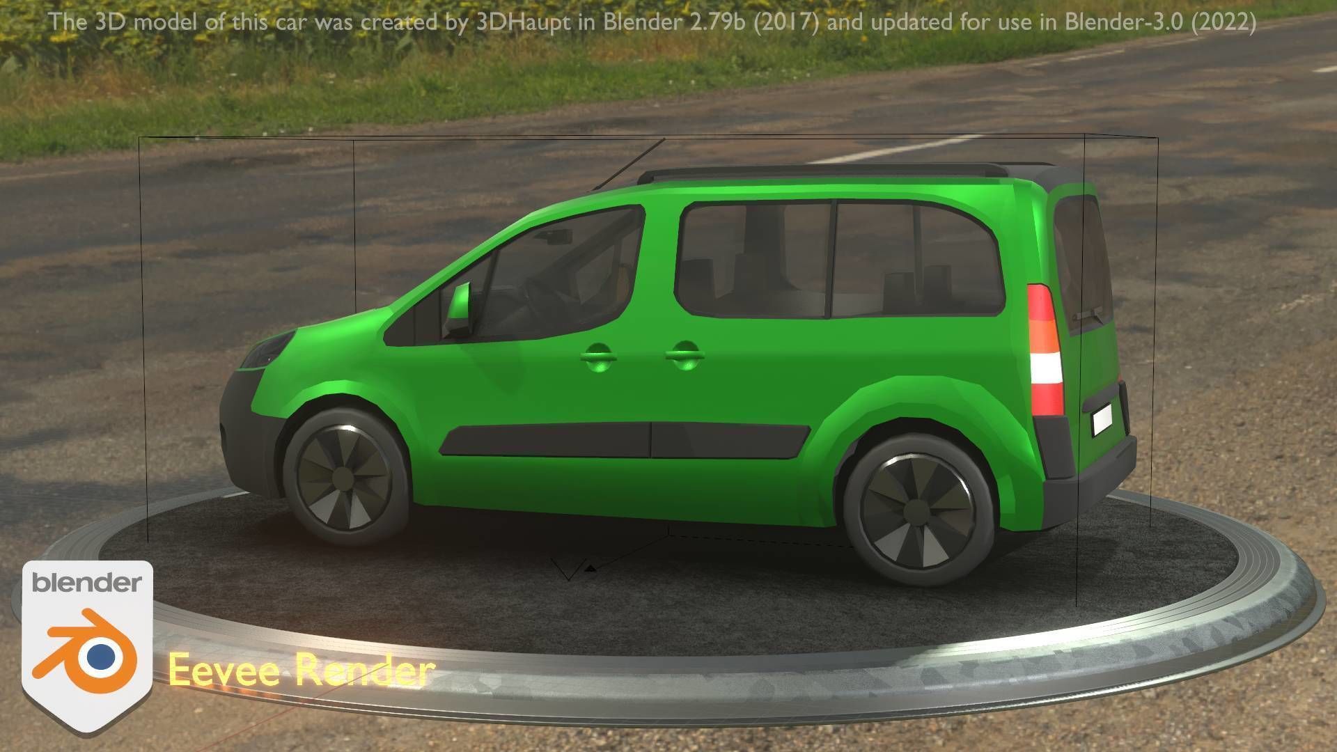 City Car 51 Utility Vehicles Van Type-D Green Low-poly 3D model_22