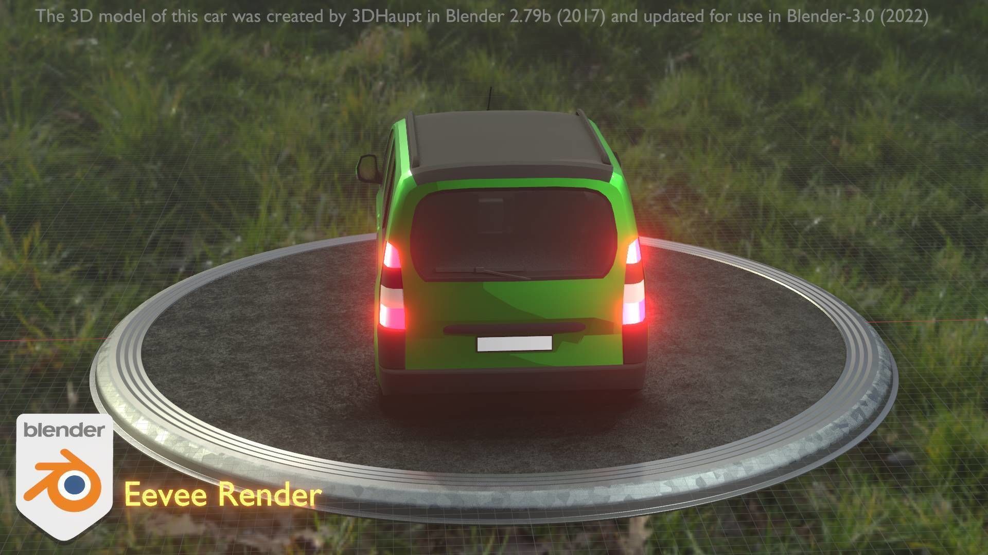 City Car 51 Utility Vehicles Van Type-D Green Low-poly 3D model_8