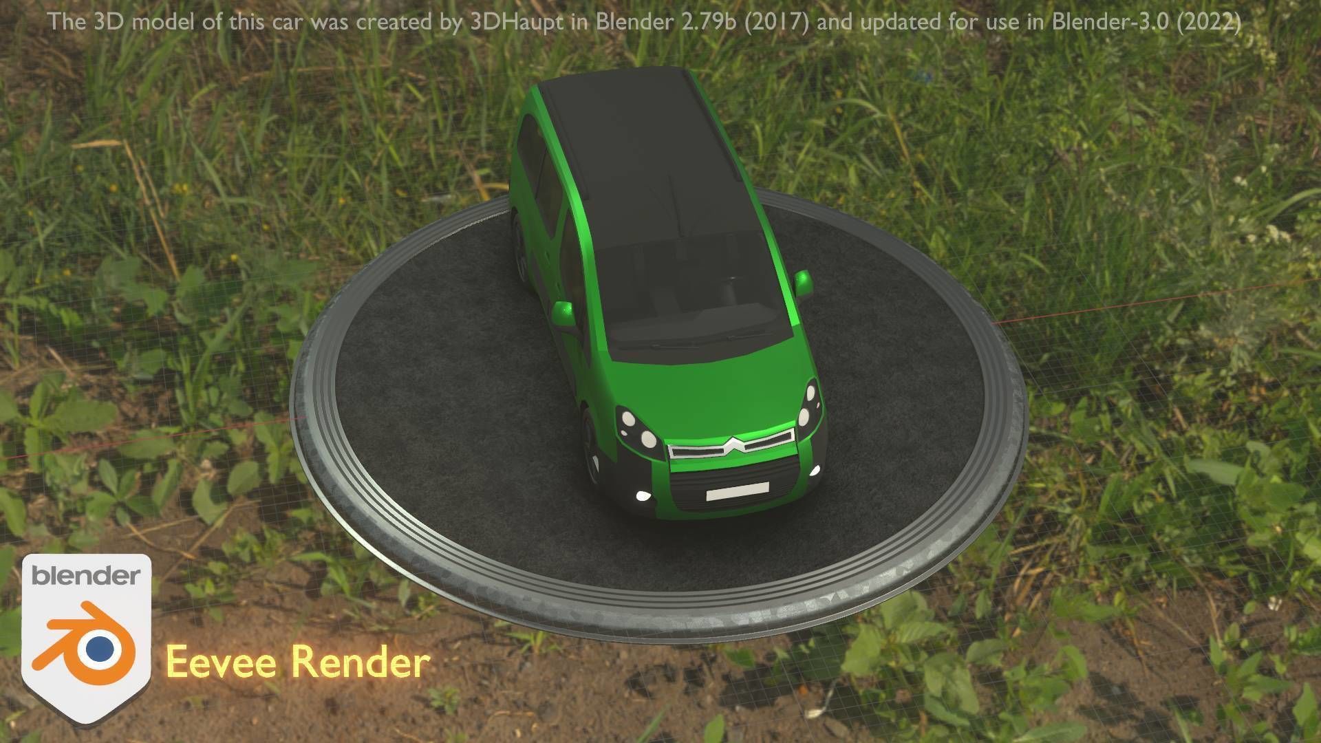 City Car 51 Utility Vehicles Van Type-D Green Low-poly 3D model_60