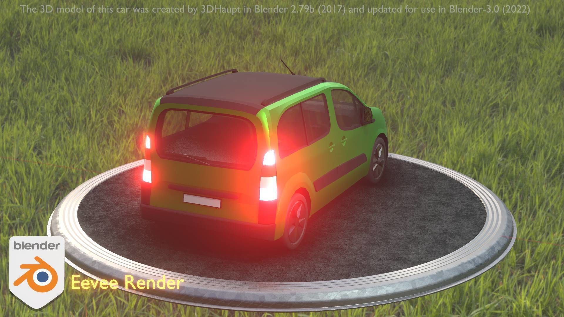 City Car 51 Utility Vehicles Van Type-D Green Low-poly 3D model_88