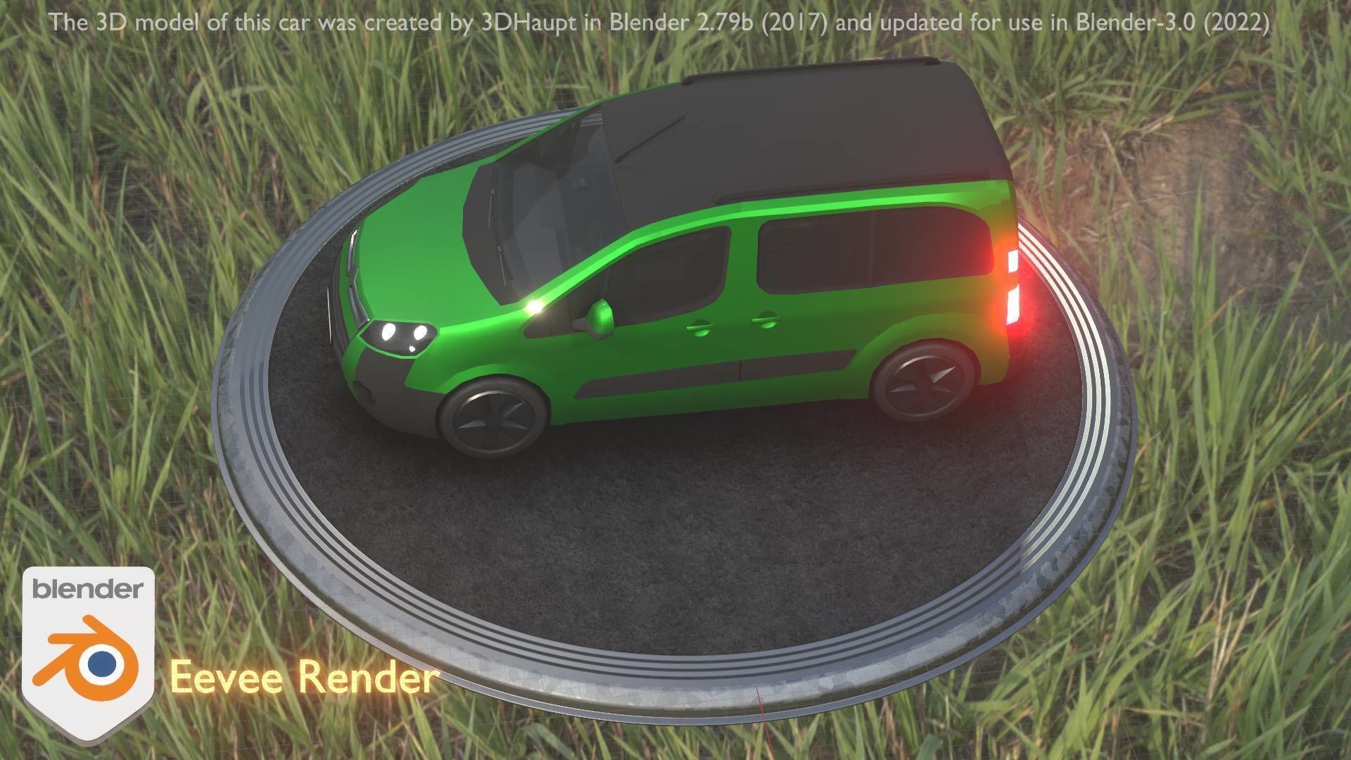 City Car 51 Utility Vehicles Van Type-D Green Low-poly 3D model_61