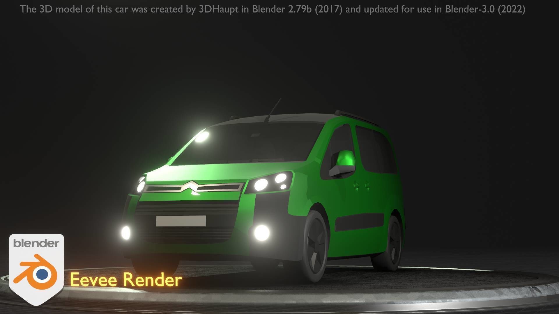City Car 51 Utility Vehicles Van Type-D Green Low-poly 3D model_20