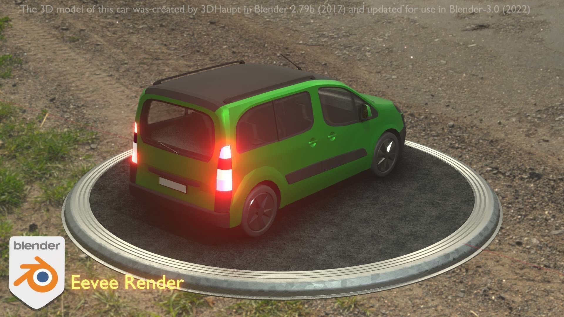 City Car 51 Utility Vehicles Van Type-D Green Low-poly 3D model_15