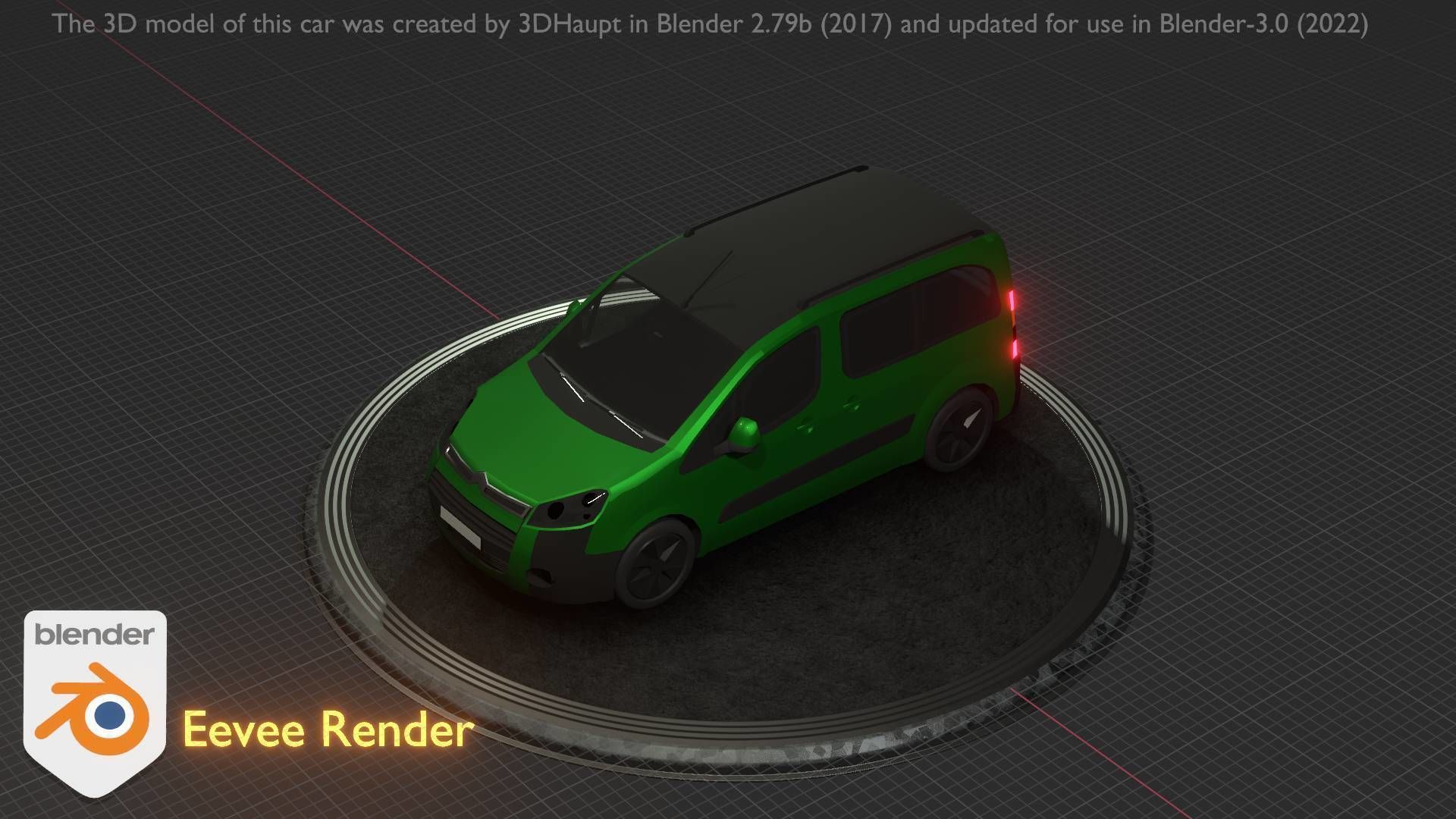 City Car 51 Utility Vehicles Van Type-D Green Low-poly 3D model_121