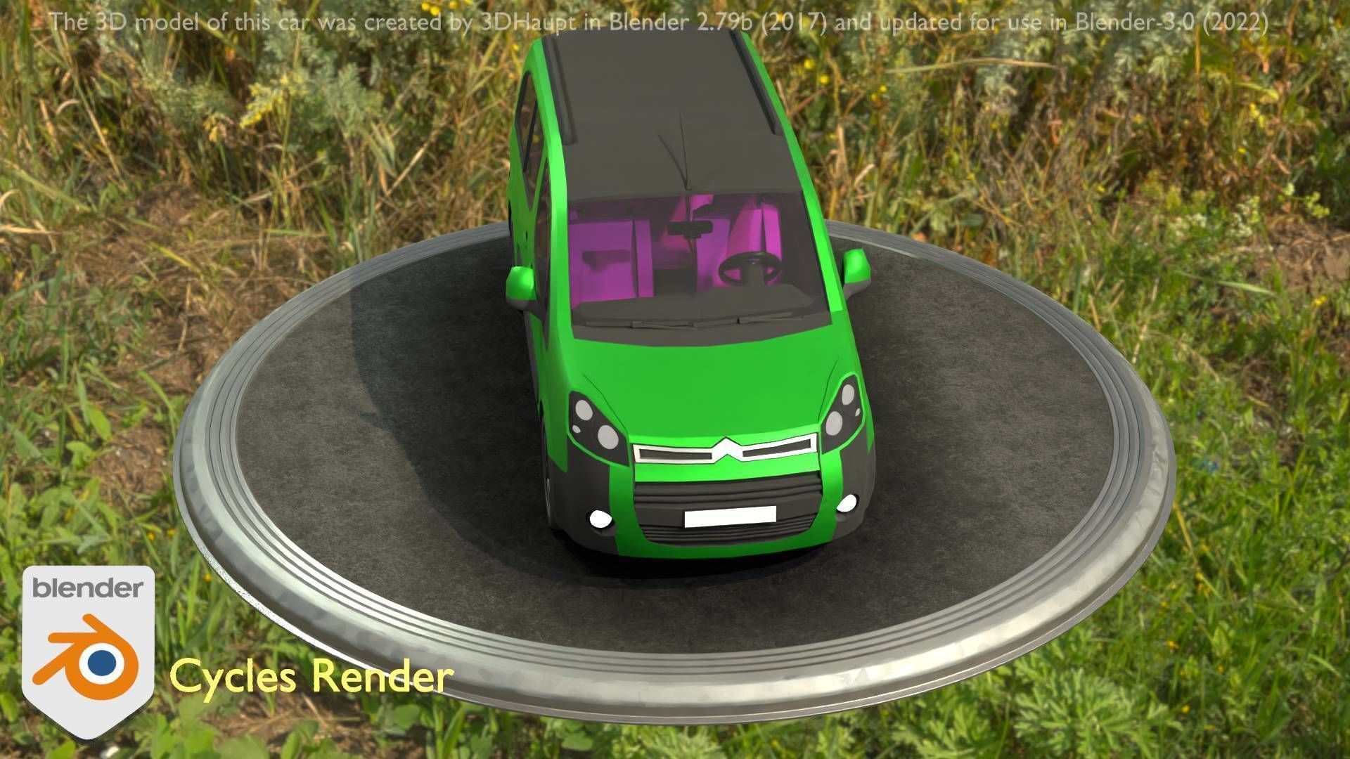 City Car 51 Utility Vehicles Van Type-D Green Low-poly 3D model_106