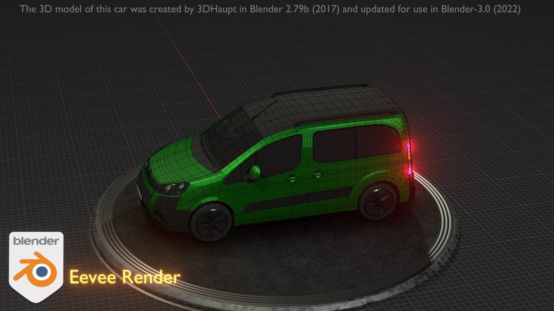 City Car 51 Utility Vehicles Van Type-D Green Low-poly 3D model_19