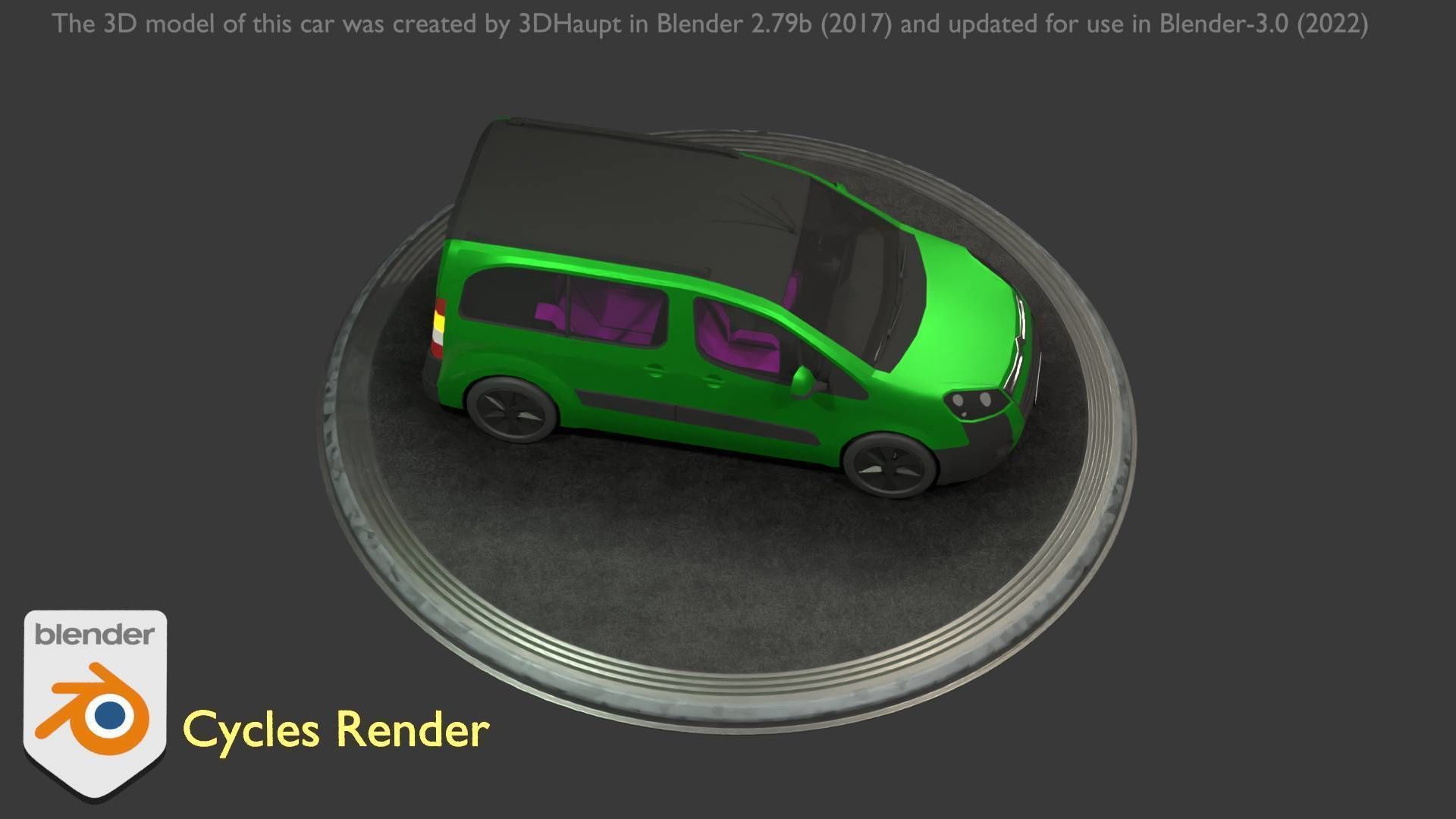 City Car 51 Utility Vehicles Van Type-D Green Low-poly 3D model_75