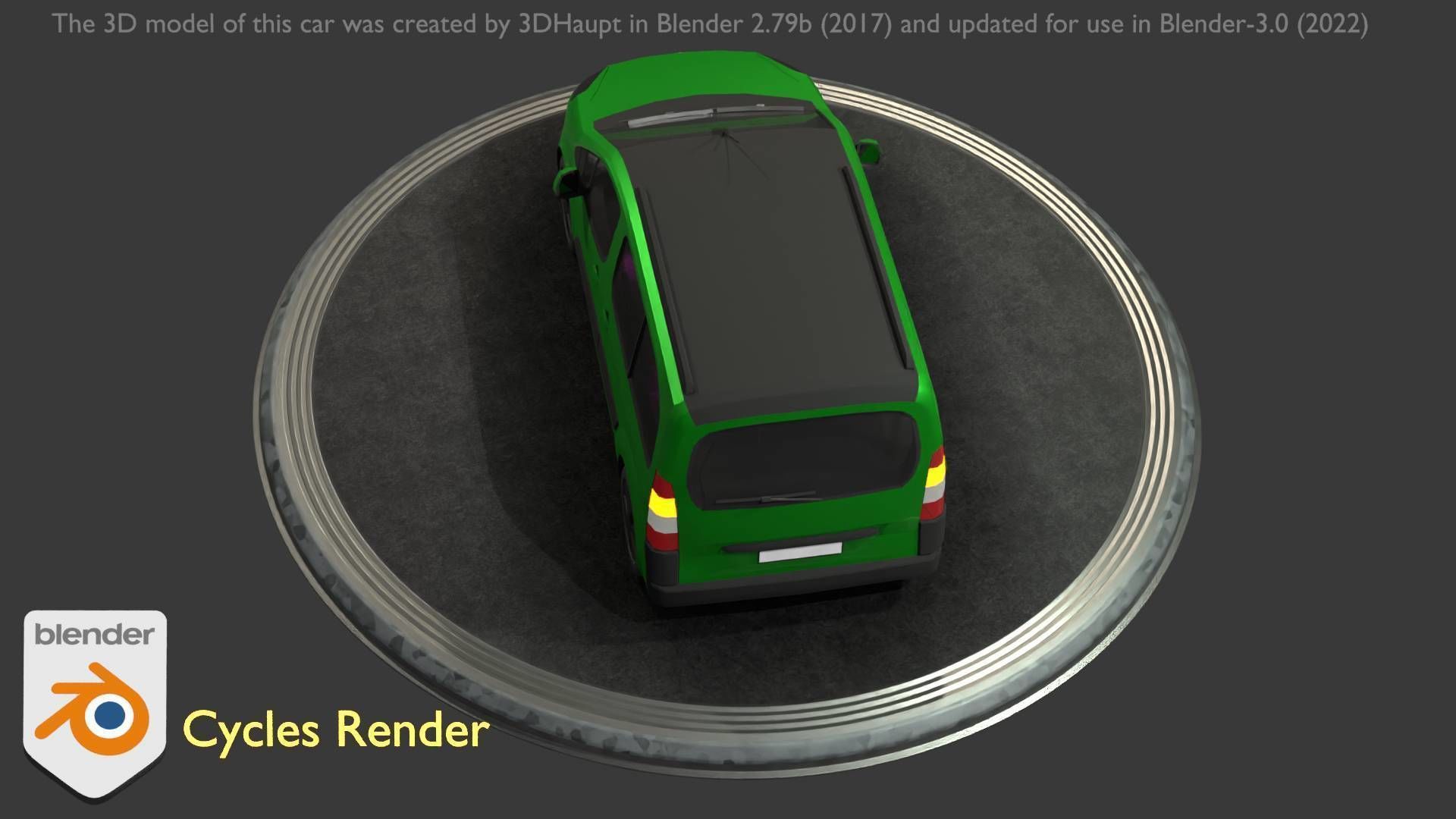 City Car 51 Utility Vehicles Van Type-D Green Low-poly 3D model_109