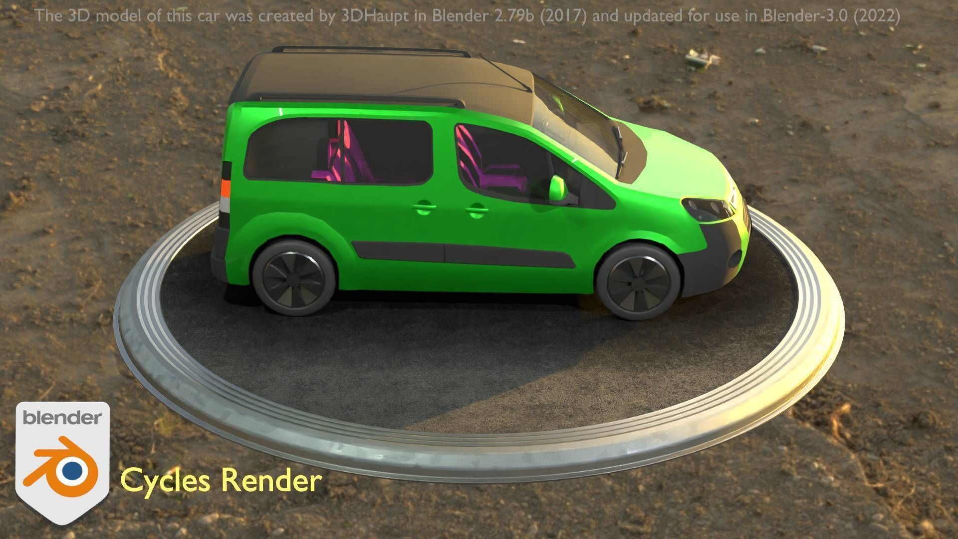City Car 51 Utility Vehicles Van Type-D Green Low-poly 3D model_90