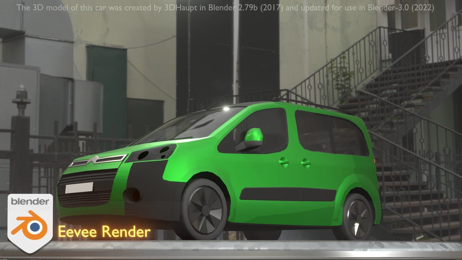 City Car 51 Utility Vehicles Van Type-D Green Low-poly 3D model_58