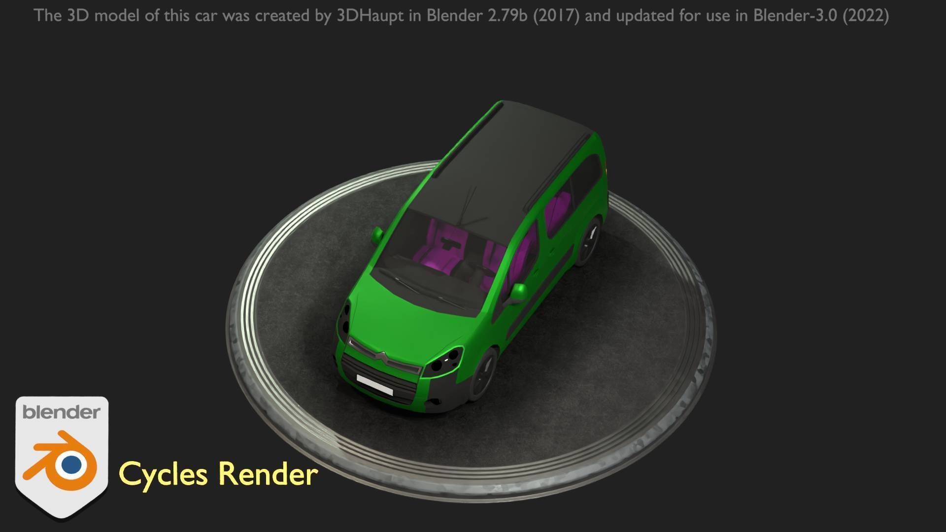 City Car 51 Utility Vehicles Van Type-D Green Low-poly 3D model_120