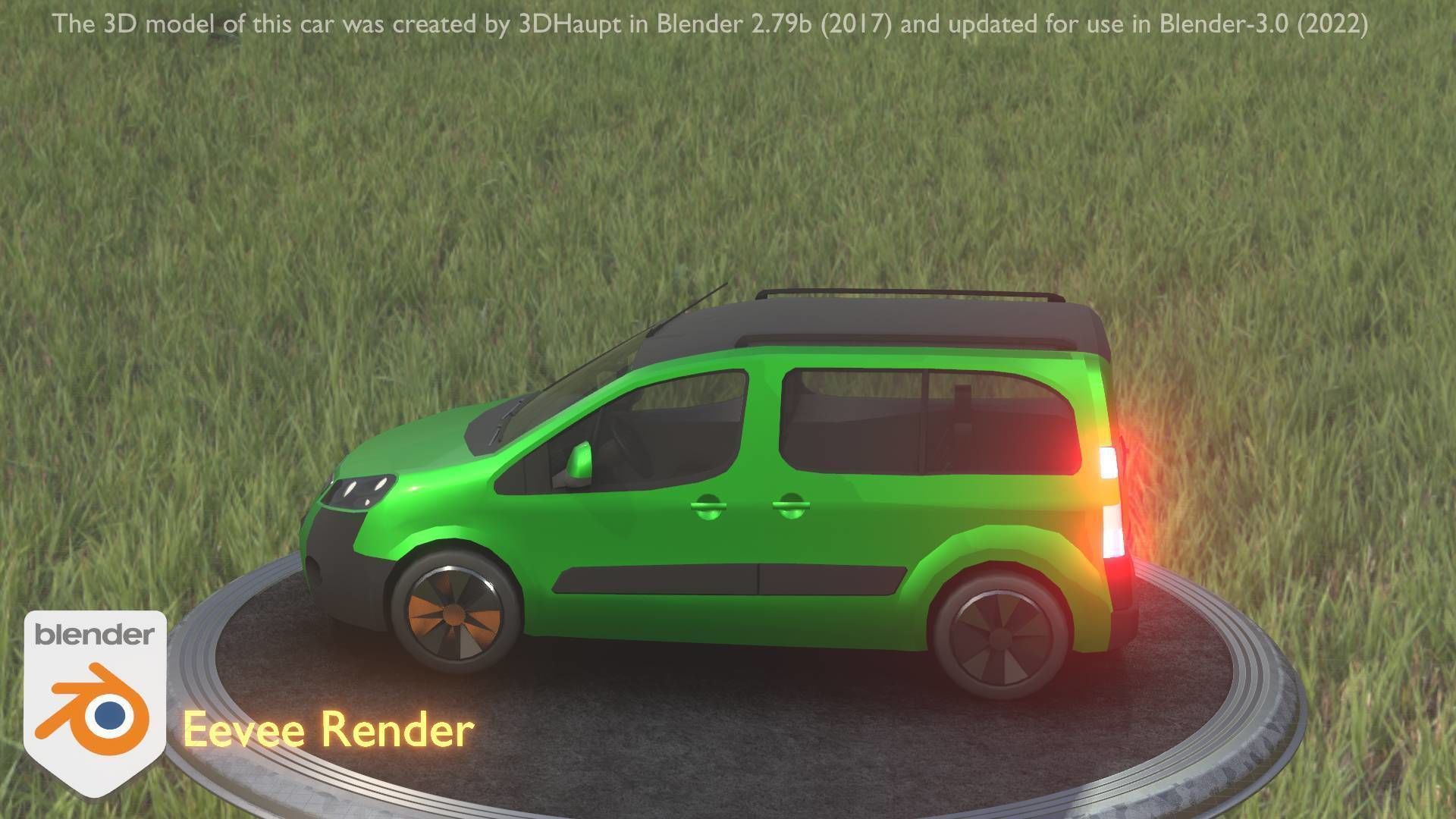 City Car 51 Utility Vehicles Van Type-D Green Low-poly 3D model_5