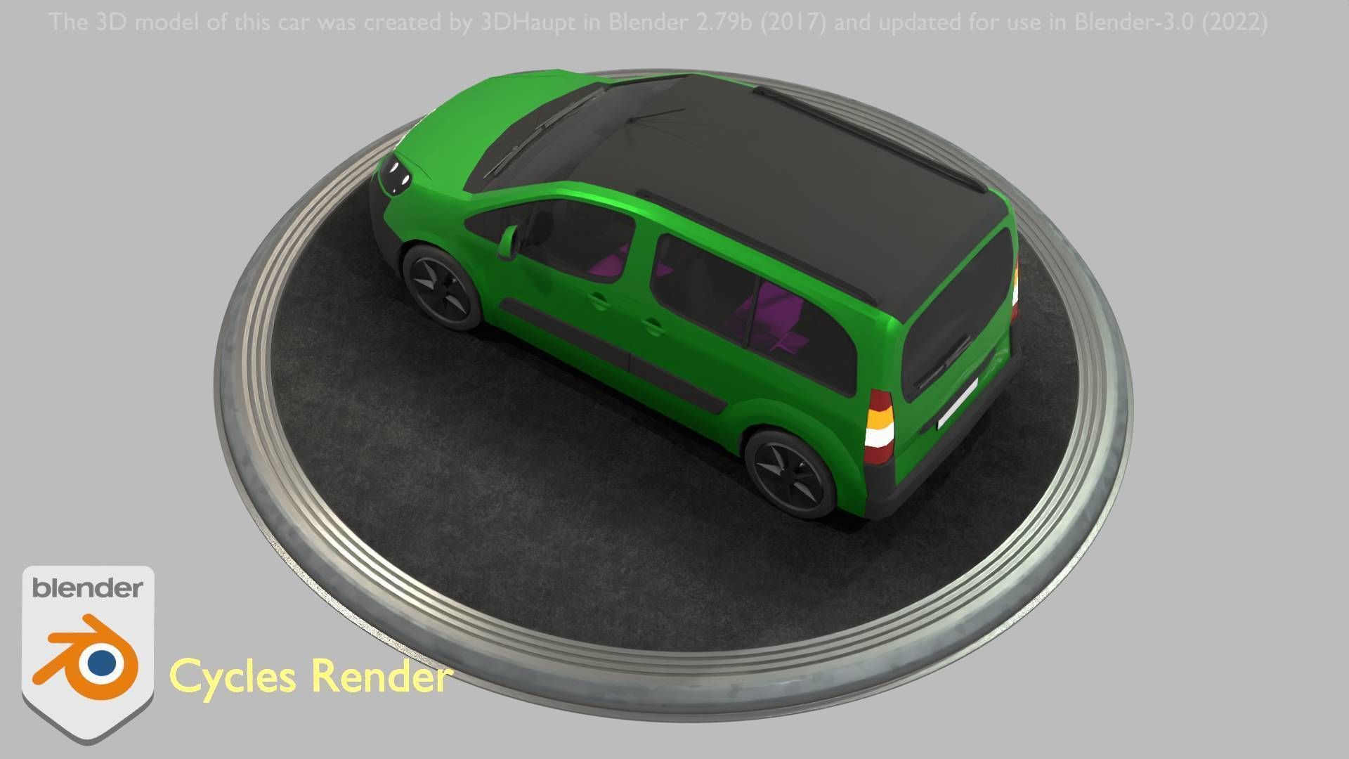 City Car 51 Utility Vehicles Van Type-D Green Low-poly 3D model_110