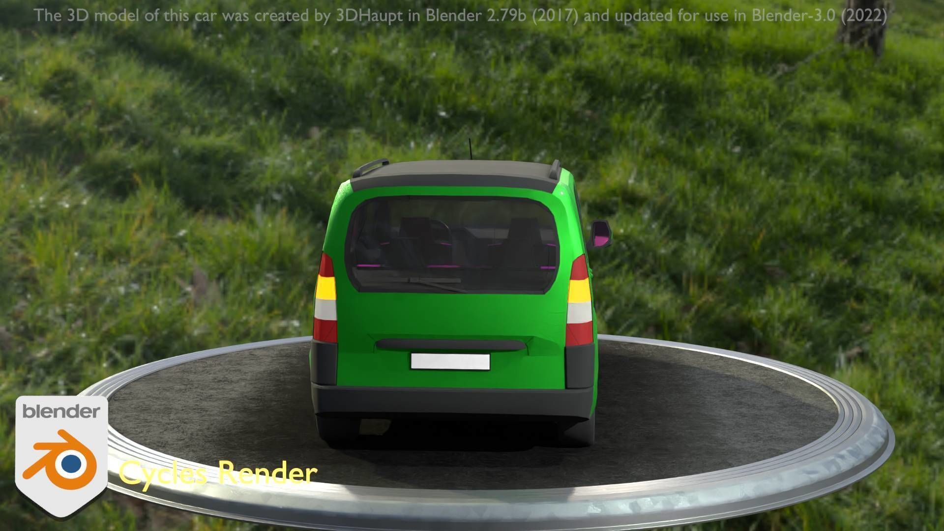 City Car 51 Utility Vehicles Van Type-D Green Low-poly 3D model_64