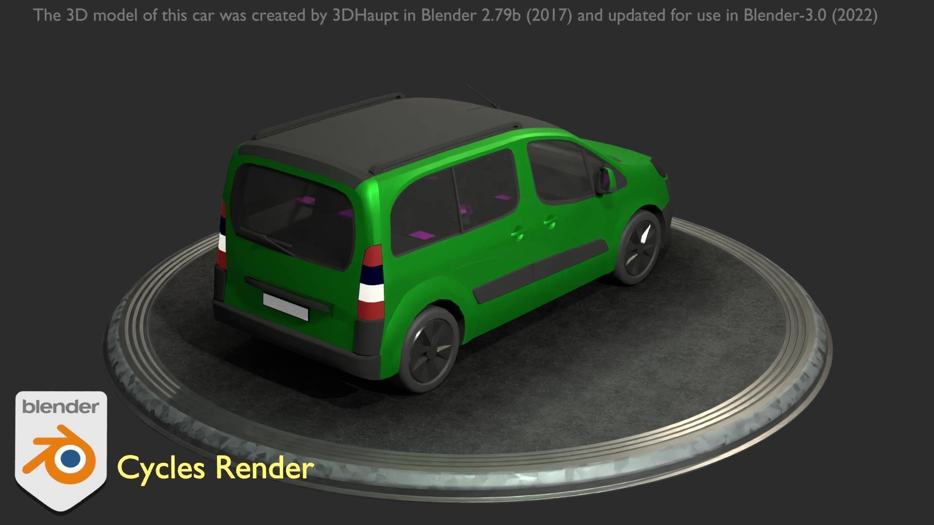 City Car 51 Utility Vehicles Van Type-D Green Low-poly 3D model_95