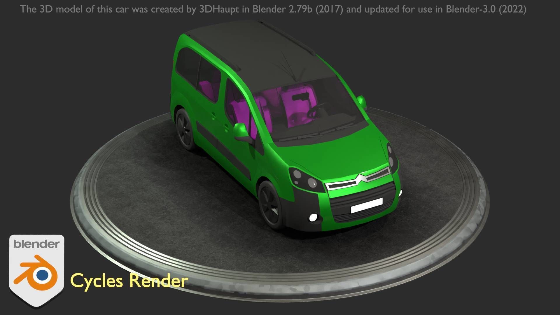 City Car 51 Utility Vehicles Van Type-D Green Low-poly 3D model_42