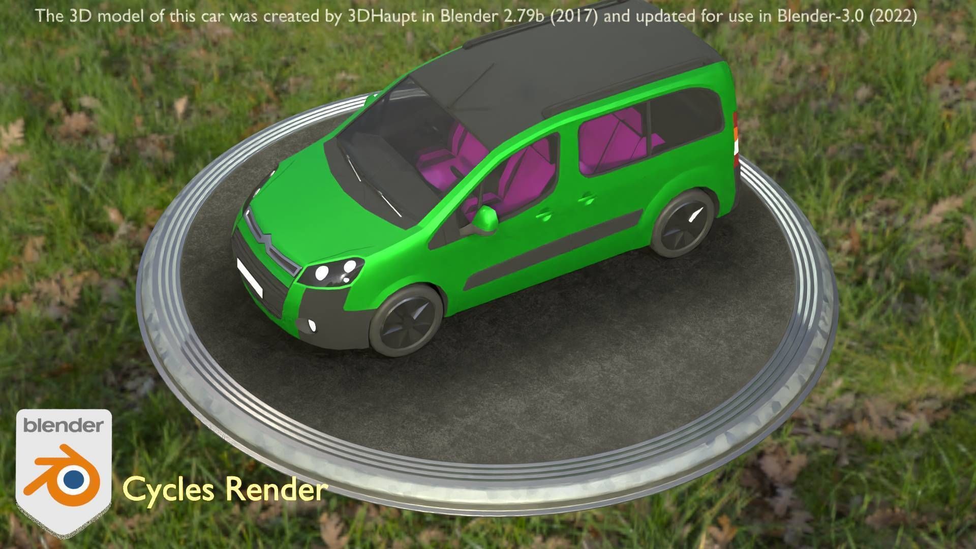 City Car 51 Utility Vehicles Van Type-D Green Low-poly 3D model_66