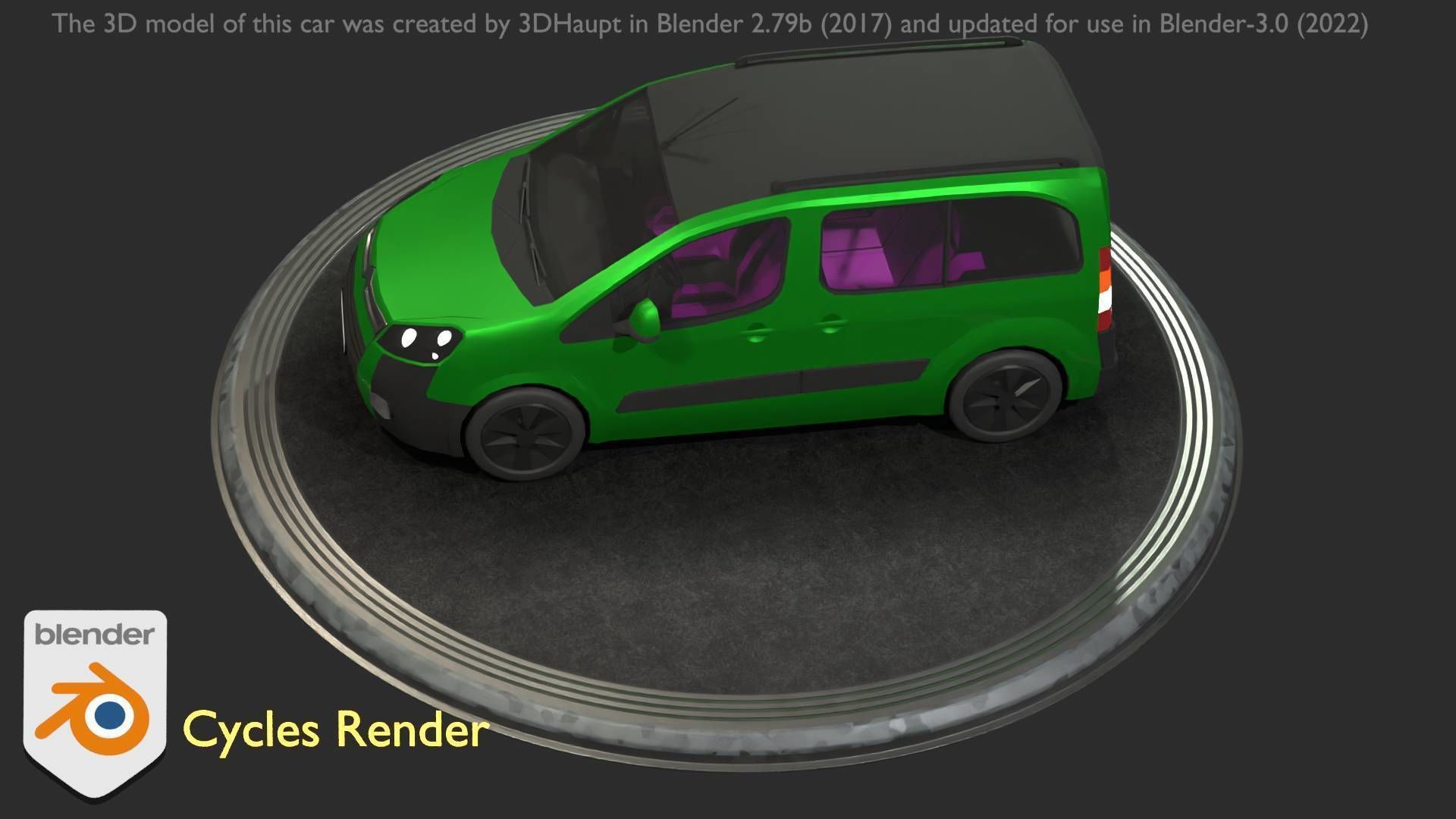 City Car 51 Utility Vehicles Van Type-D Green Low-poly 3D model_105