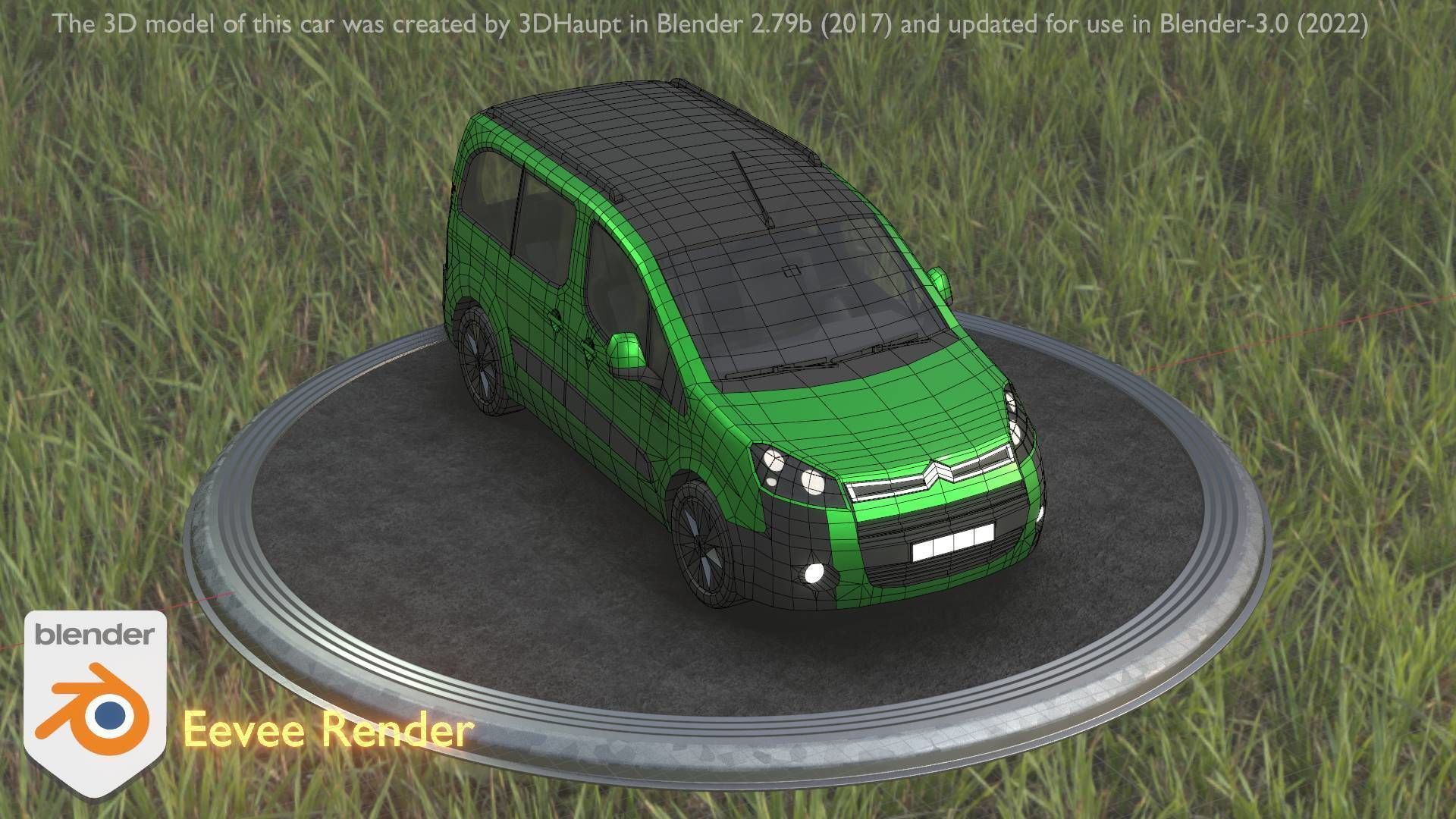 City Car 51 Utility Vehicles Van Type-D Green Low-poly 3D model_96