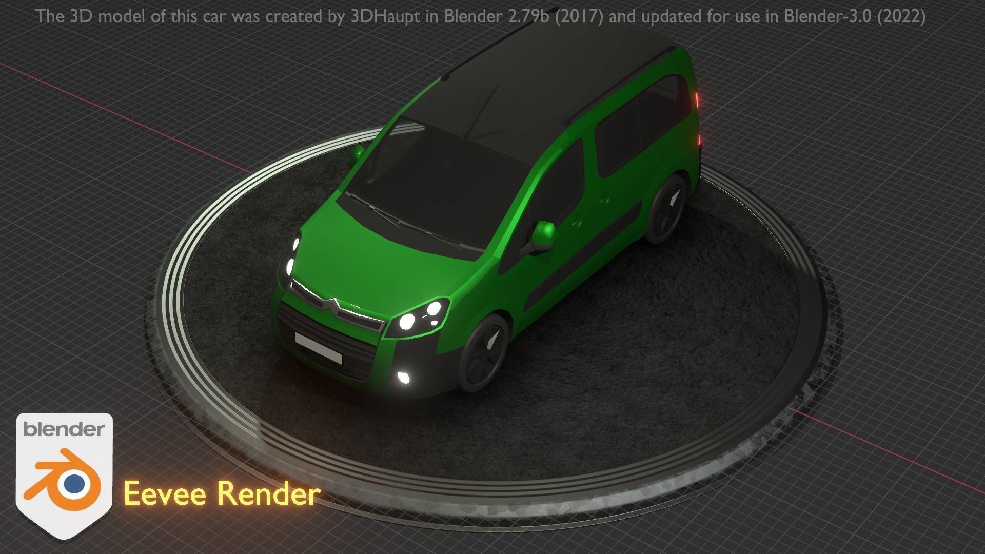 City Car 51 Utility Vehicles Van Type-D Green Low-poly 3D model_21