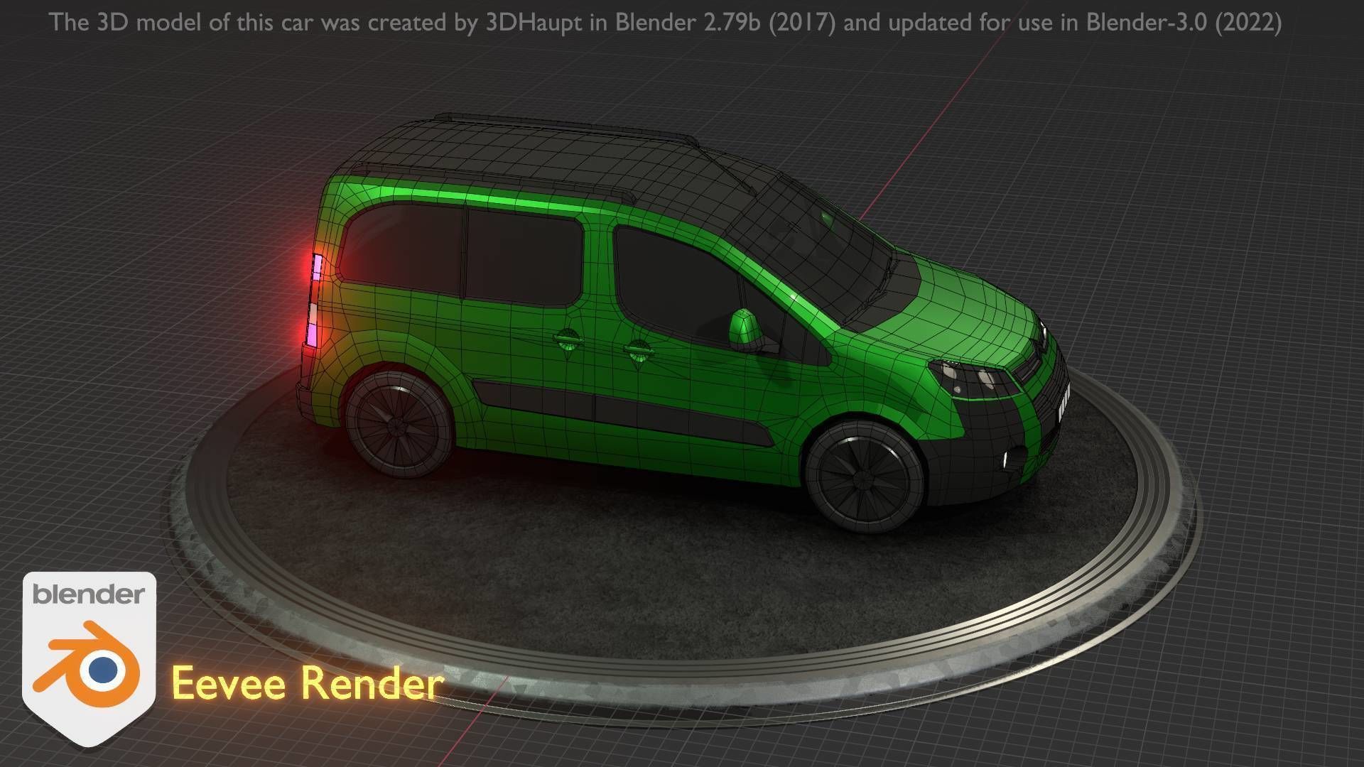 City Car 51 Utility Vehicles Van Type-D Green Low-poly 3D model_102